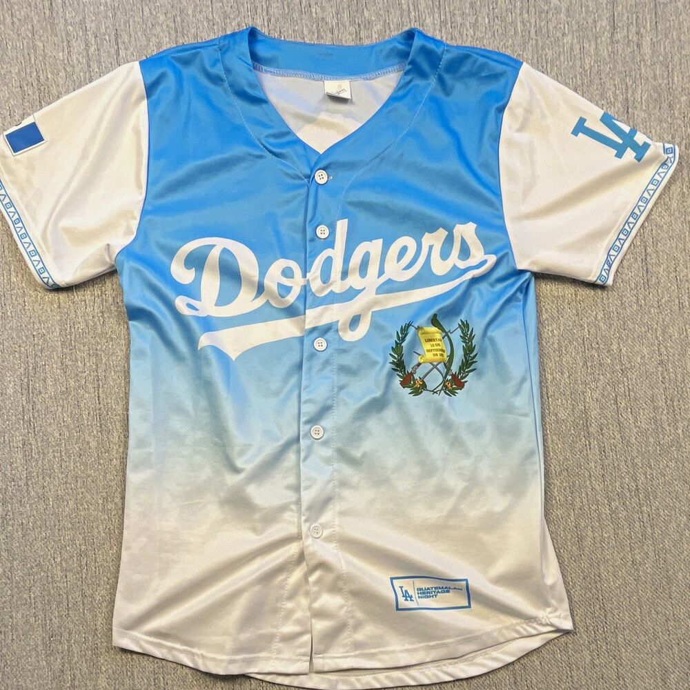 LA Dodgers Guatemalan Heritage Night Jersey Medium M Blue Gradient SGA Guatemala